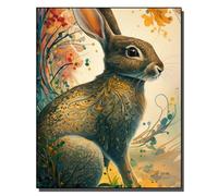 HOLXSW Pintura de bricolaje por números arte Kits Lapin à motif de feuilles d'automne pintados a mano Dibujo lienzo Imágenes por números Decoración para el hogar Regalo 40x50cm Sin marco