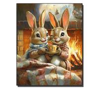 HOLXSW Pintura de bricolaje por números arte Kits Un goûter chaleureux avec des lapins près pintados a mano Dibujo lienzo Imágenes por números Decoración para el hogar Regalo 40x50cm Sin marco