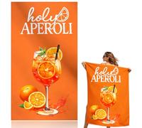 Holy Aperoli Serviette de plage 140 x 70 cm, serviette de plage Aperol Spritz pour homme et femme, cadeau amusant pour femme et homme, résistant au sable, séchage rapide, grande serviette de bain pour