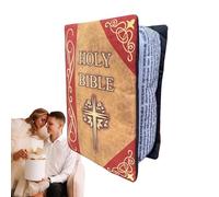 Holy Bible Book - Oreiller en peluche biblique qui peut être ouvert - Avec verset biblique - Cadeau idéal pour baptême, communion, chrétien, foi