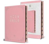 Holy Bible: King James Version, Pink, Premium Imitation Leather, With Ribbon Marker, Giant Print Large Format, Red Letter, and Thumb Index