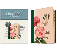 Holy Bible: KJV Wide Margin Bible, Filament Enabled Edition - Red Letter, Leatherlike, Pink Rose Garden, Indexed