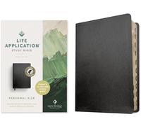 Holy Bible: New Living Translation, Black, Bonded Leather, Life Application Study, Personal Size, Indexed, Red Letter