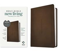 Holy Bible: New Living Translation, Dark Brown, Framed Cross LeatherLike, Premium Value Compact