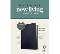 Holy Bible: New Living Translation, Navy Blue Cross LeatherLike, Filament App, Giant Pring
