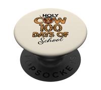 Holy Cow 100 Days of School Leopard 100e Day Kids Women PopSockets PopGrip Adhésif