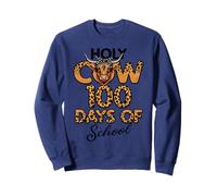 Holy Cow 100 Days of School Leopard 100e Day Kids Women Sweatshirt
