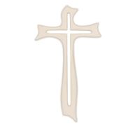 Holy Family Crucifix blanc perforé en résine et poudre de marbre Jésus mural 19 cm et 34 cm/dans une clé moderne | Unique dans son genre | Produit artisanal fabriqué en Italie (19 cm)