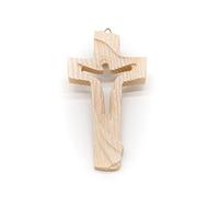 Holy Family Crucifix Croix Cristo percé et strié Résine et Poudre de Marbre Jésus Saintu Soire Famille murale 16 cm en clé moderne | Unique dans son genre | Produit artisanal Made in Italy
