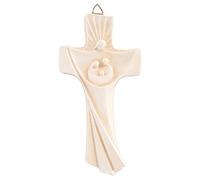 Holy Family Crucifix Holy Family en forme de croix 16 cm en résine et marbre en poudre murale/clé moderne | unique en son genre | produit fait main en Italie