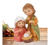 Holy Family Statue - Resin Christmas Figurine for Living Room | Birth of Jesus Desktop Display, Nativity Scene Ornament, Bedside Bookcase Showcase, Bookshelf Cabinet Accent, Nightstand Decor
