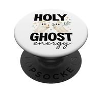 Holy Ghost Energy Cute Halo Ghosts Christian Halloween PopSockets PopGrip Adhésif