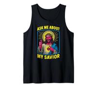 Holy Humor Ask Me About My Savior Fun Men Christian Faith Débardeur