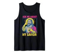 Holy Humor Ask Me About My Savior Fun Men Christian Faith Débardeur