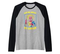 Holy Humor Ask Me About My Savior Fun Men Christian Faith Manche Raglan