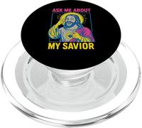 Holy Humor Ask Me About My Savior Fun Men Christian Faith PopSockets PopGrip pour MagSafe