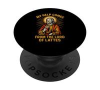 Holy Humour Lord of Lattes Fun Womans Christian Faith PopSockets PopGrip Adhésif