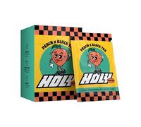 HOLY Iced Tea Lot de 10 boîtes de dégustation « Peach x Nectarine x Black Tea » avec poudre goût pêche | 10 portions d'antioxydants et de superaliments | Thé glacé sans sucre | Végétalien avec arômes