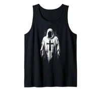 Holy Knight Robe Gothique à Capuche en Lambeaux avec Croix Débardeur