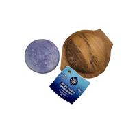 Holy Lama Naturals Savon végétalien naturel « Throat » Chakra fait à la main - Barre solide présentée dans un étui durable fait à la main, 1 savon rond pour les mains et le corps (100 g)