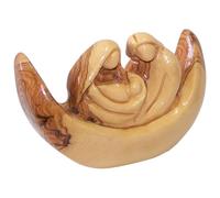 Holy Land Market Crèche de Noël en bois d'olivier sculpté à la main de Bethléem - Décoration de Noël pour la maison ou l'église avec livret d'histoire de la Nativité - Certificat et carte de prière