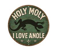 Holy Moly Plaque ronde en métal vintage avec inscription « I Love Anole » en forme de lézard pour bureau, salon, bar, décoration murale 20,3 x 20,3 cm