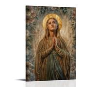 Holy Mother Flower Frame Prayer Poster Peinture décorative sur toile Art mural pour salon, chambre à coucher, 40 x 60 cm