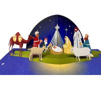 Holy Night - Carte De Noël Pop-Up 3d, 15x15cm, Carte Noel 3d, Nouvel An, Carte De V?Ux Religieuse De La Nativité (Nuit Sainte)