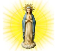 Holy Virgin Mary Sculpture, Religious Resin Figurine, Desktop Spiritual Decor, Resin, Compact Prayer Accent, Elegant Carved Design, White, for Bookshelf Altar Meditation Display Event Organizers