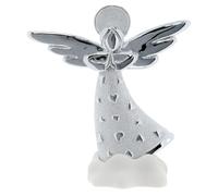 Holyart Anges de Noël et Objets décoratifs: Ange sur Nuage Blanc résine argentée avec Petits Coeurs h 14 cm