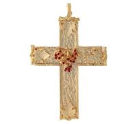Holyart Articles évêques : croix pectorale 12 x 8 cm grappes laiton plaqué or 18 carats cristaux rouges Pical Arte Creazioni