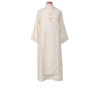 Holyart Aube Communion Couleur Ivoire avec scapulaire Galon Broderie dorée Hostie CocoCler, 135 cm (53 inc.)