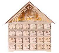 Holyart Avent: Calendrier de l'Avent avec Crèche lumière LED blanche 30x30x5 cm bois