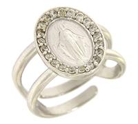 Holyart Bagues divers: Bague argent 925 avec Vierge Miraculeuse et zircons blancs