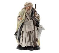 Holyart Berger avec chèvre et Canne Terre Cuite crèche napolitaine 8 cm