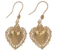 Holyart Boucles Oreilles en Argent 925 pendentifs dorés avec Coeur ex voto