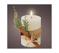 Holyart Bougie LED décorée Cire Blanche lumière Blanc Chaud tremblotante 12x7 cm