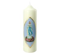 Holyart Bougie Notre-Dame de Lourdes Fond Bleu Clair 220x60 mm