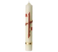 Holyart Bougies, cierges, chandelles: Cierge croix moderne or rouge 40x6 cm