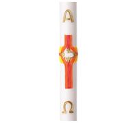 Holyart Bougies, cierges, chandelles: Cierge pascal blanc avec croix moderne Alpha et Oméga en argent 8x120 cm