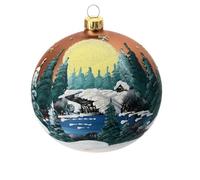 Holyart Boule Sapin Verre Orange Paysage découpage 100 mm