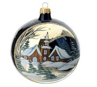 Holyart Boules de Noël: Boule de Noël Effet Miroir Couleur Bleue en Verre soufflé 120 mm
