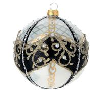 Holyart Boules de Noël: Boule de Noël en Verre soufflé avec Perles 100 mm