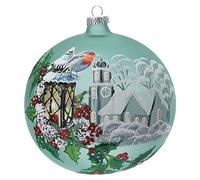Holyart Boules de Noël: Boule Noël Lanterne Houx Verre soufflé 150 mm