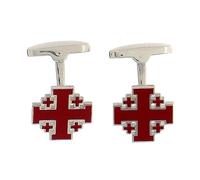 Holyart Boutons de Manchette Croix de Jérusalem Rouge Argent 925 Collection
