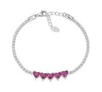 Holyart Bracelet Tennis Amen Argent 925 Coeurs zircons Roses et Blancs
