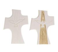 Holyart Cadeaux de confirmation: Crucifix Confirmation Saint-Esprit argile blanche cm 15, Or