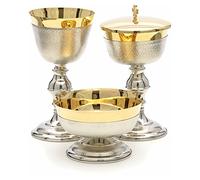 Holyart Calice ciboire et Coupe de Communion crénelés, Patène eucharistique