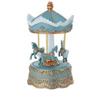 Holyart Carrousel boîte à Musique avec Chevaux Bleu et Or 21 cm