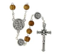Holyart Chapelet métal Grains Bois médaille Saint Joseph 19 cm